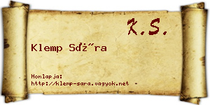 Klemp Sára névjegykártya